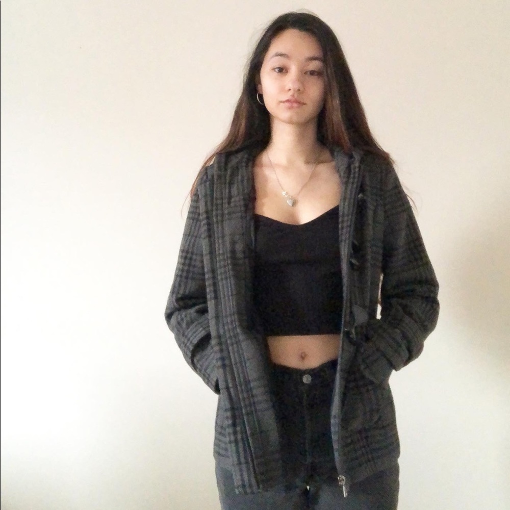 Grey plaid coat